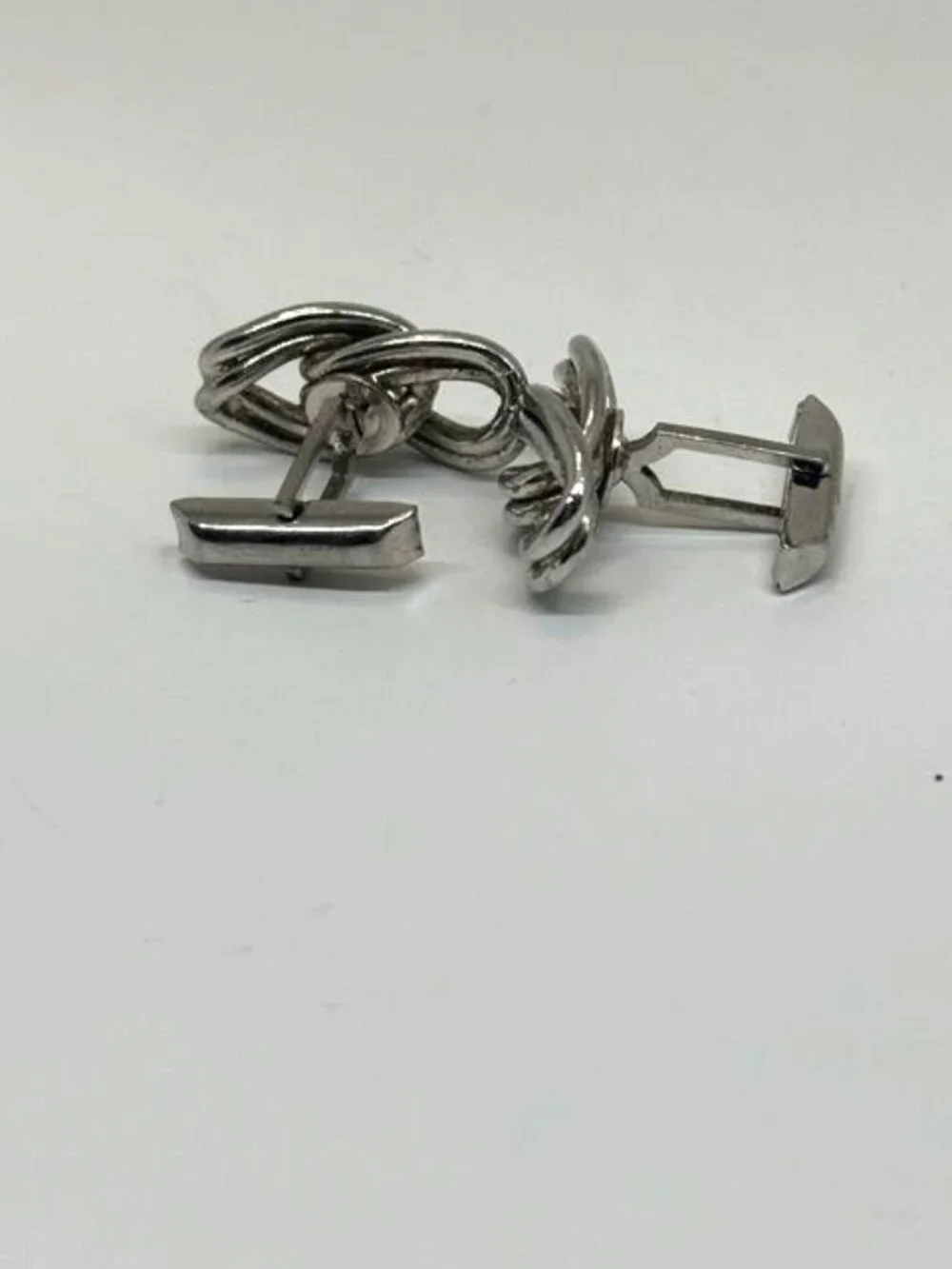 Vintage Swank Silver Tone MCM Infinity Knot Unisex Cufflinks